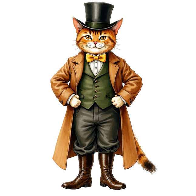 Victorian Cat 100% Cotton Fabric Panel Block AAB4057