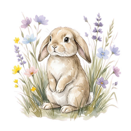 Floral Bunny Rabbit 100% Cotton Fabric Panel Block Quilt Square FLIP-AAB5000