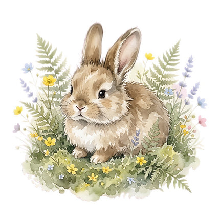 Floral Bunny Rabbit 100% Cotton Fabric Panel Block Quilt Square FLIP-AAB5006
