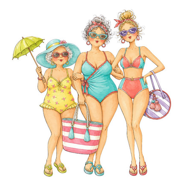 Beach Friends Ladies 100% Cotton Fabric Panel Block FLIP-AAB651