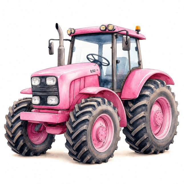 pink tractor fabric panel