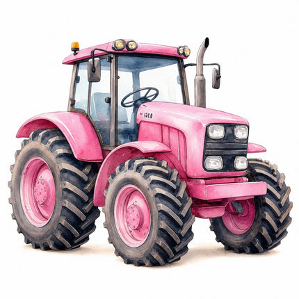 Pink Tractor 100% Cotton Fabric Panel Block Quilt Square FLIP-AAB656