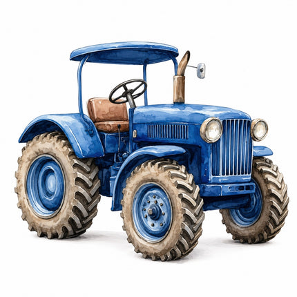 blue farm tractor fabric panel