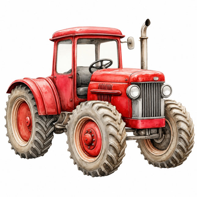 red farm tractor fabric panel