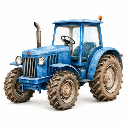 blue farm tractor fabric panel