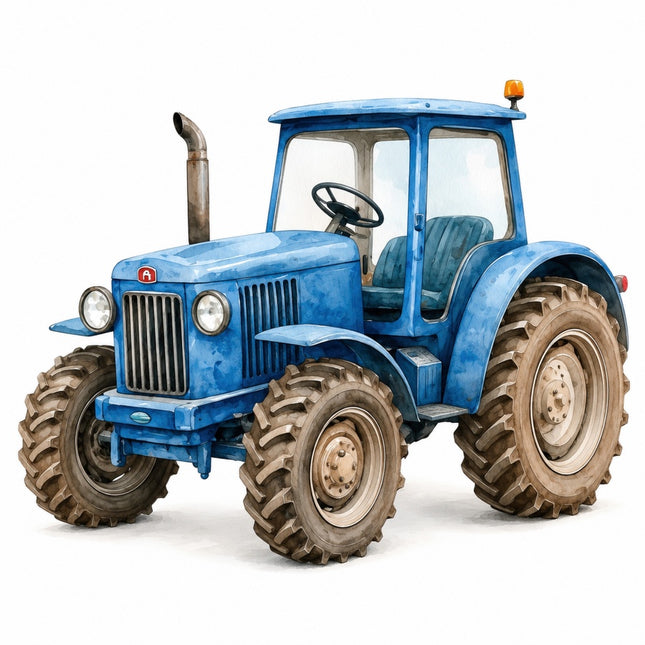 blue farm tractor fabric panel