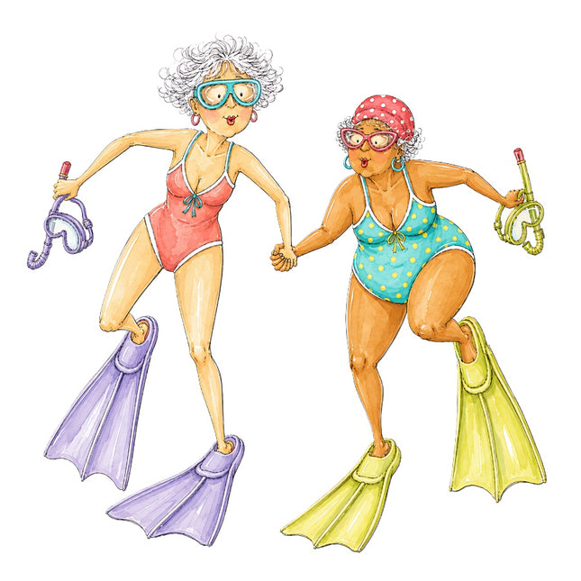 snorkeling friends fabric panel