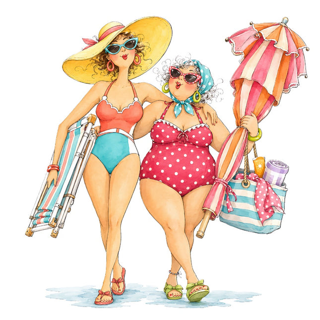 beach ladies fabric panel