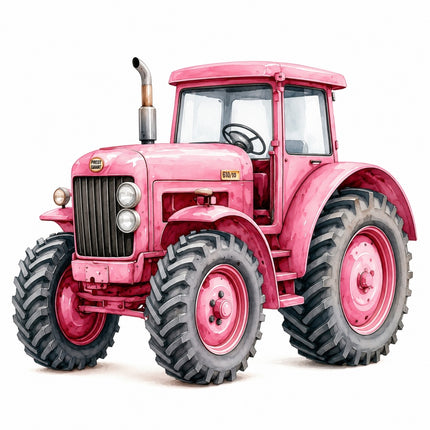 pink farm tractor fabric panel