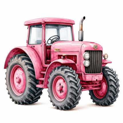 Pink Tractor 100% Cotton Fabric Panel Block Quilt Square FLIP-AAB677