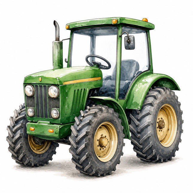 Green Tractor 100% Cotton Fabric Panel Block Quilt Square FLIP-AAB679