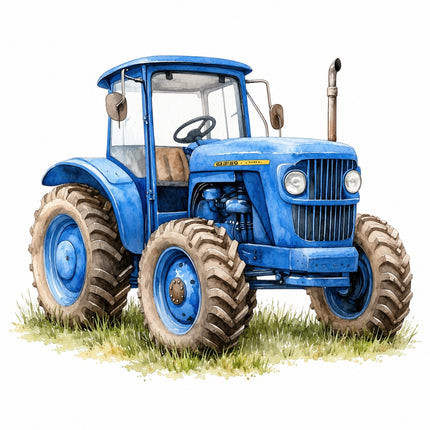 blue farm tractor fabric panel