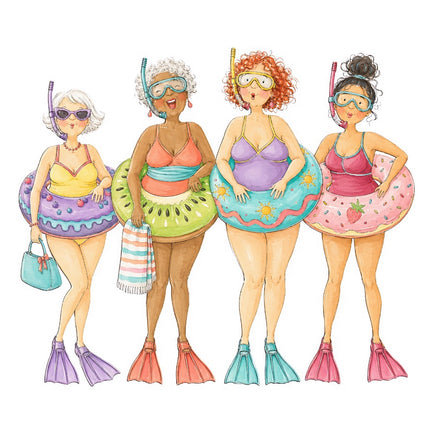Beach Ladies Friends 100% Cotton Fabric Panel Block FLIP-AAB684