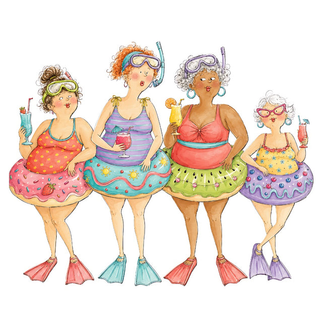 senior beach ladies friends fabric panel