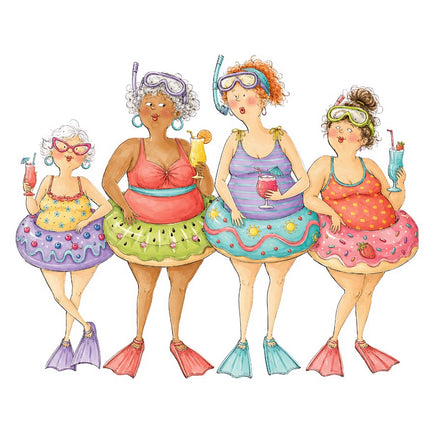 Beach Ladies Friends 100% Cotton Fabric Panel Block FLIP-AAB688