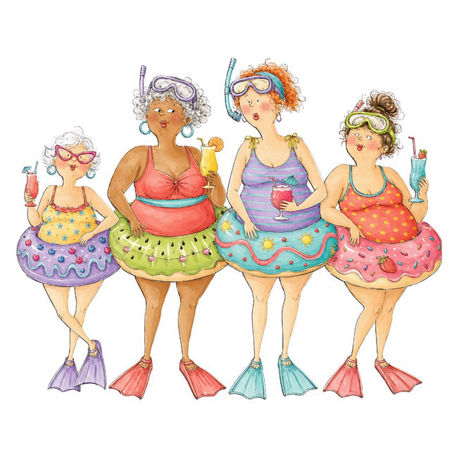 Beach Ladies Friends 100% Cotton Fabric Panel Block FLIP-AAB688