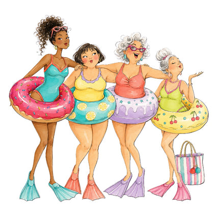 beach ladies friends fabric panel