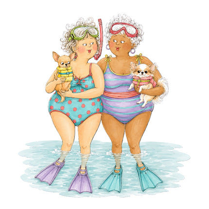 beach ladies friends fabric panel
