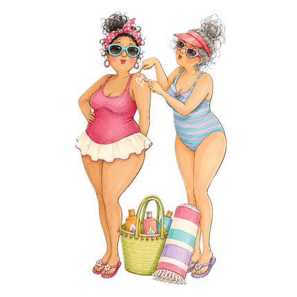 beach ladies friends fabric panel