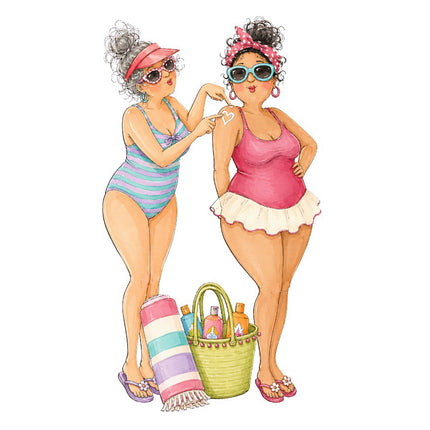 Beach Ladies Friends 100% Cotton Fabric Panel Block FLIP-AAB695