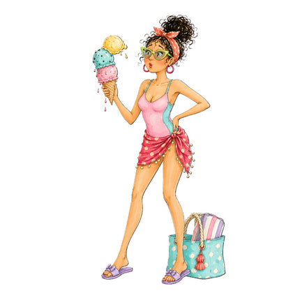 beach lady fabric panel