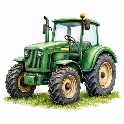 Green Tractor 100% Cotton Fabric Panel Block Quilt Square FLIP-AAB699