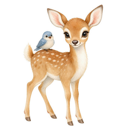 Deer & Bird 100% Cotton Fabric Panel Block Quilt Square FLIP-AAB717