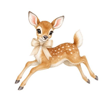 Deer Wearing Bow 100% Cotton Fabric Panel Block FLIP-AAB720