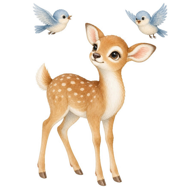 Deer & Birds 100% Cotton Fabric Panel Block Quilt Square FLIP-AAB721