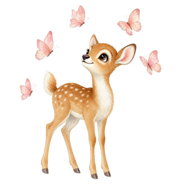 Deer & Butterflies 100% Cotton Fabric Panel Block FLIP-AAB722
