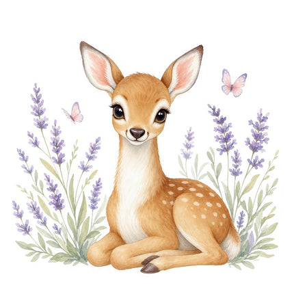 Floral Deer 100% Cotton Fabric Panel Block Quilt Square FLIP-AAB728