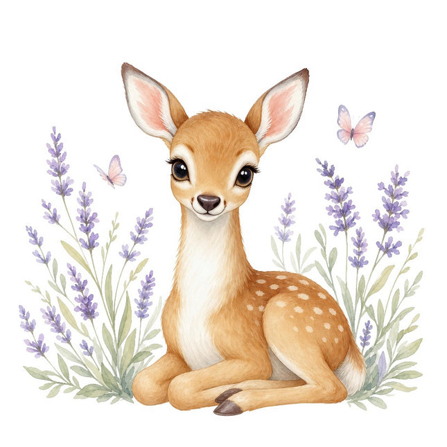 Floral Deer 100% Cotton Fabric Panel Block Quilt Square FLIP-AAB728