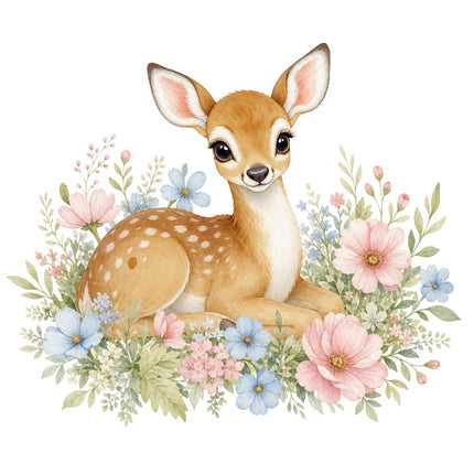 Floral Deer 100% Cotton Fabric Panel Block Quilt Square FLIP-AAB730
