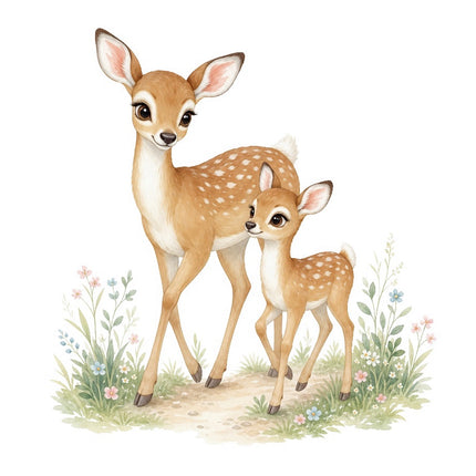Deer & Fawn 100% Cotton Fabric Panel Block FLIP-AAB736