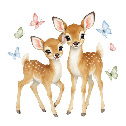 Deer & Butterflies 100% Cotton Fabric Panel Block FLIP-AAB738