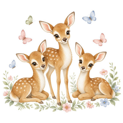 Deer Family 100% Cotton Fabric Panel Block Quilt Square FLIP-AAB743