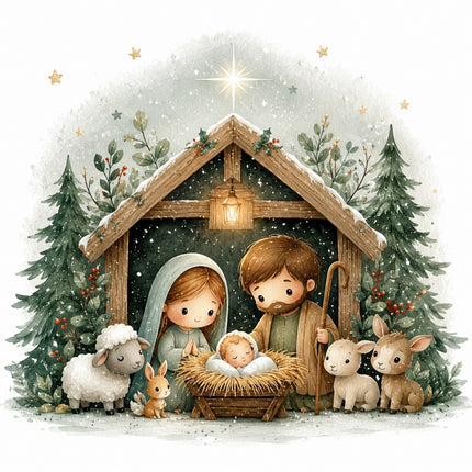 Christmas Nativity fabric panel