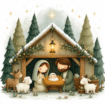Christmas Nativity fabric panel