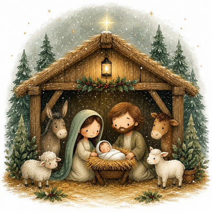 Christmas Nativity fabric panel