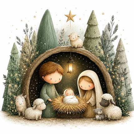 Christmas Nativity fabric panel