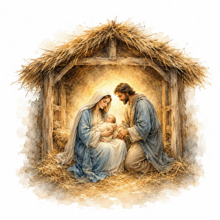 Nativity scene fabric panel