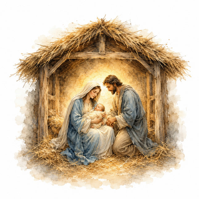 Nativity scene fabric panel