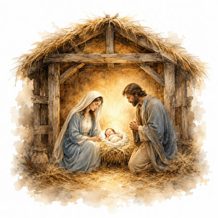 Nativity scene fabric panel