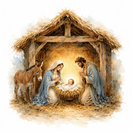 Nativity scene fabric panel
