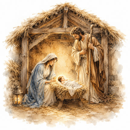 Nativity scene manger fabric panel