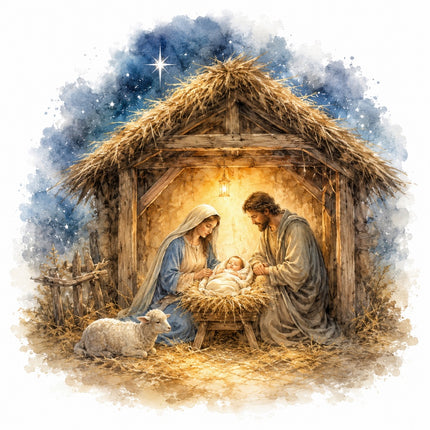 Nativity scene fabric panel