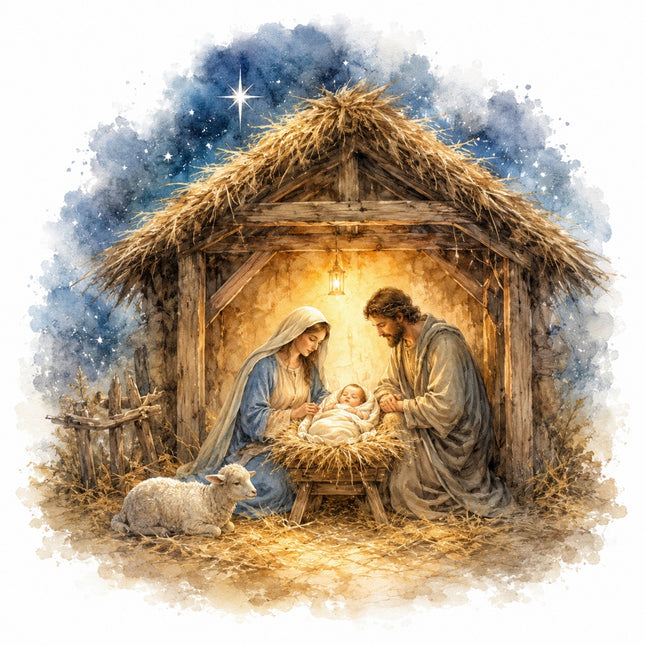 Nativity scene fabric panel