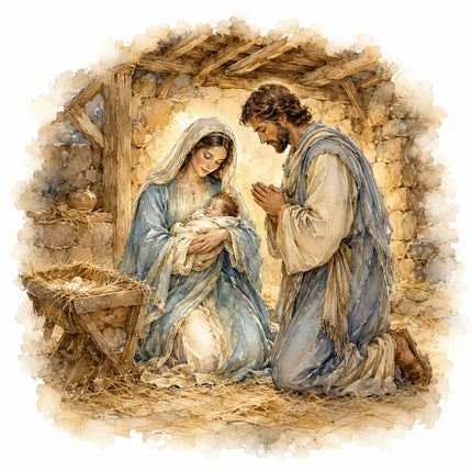 Nativity scene fabric panel