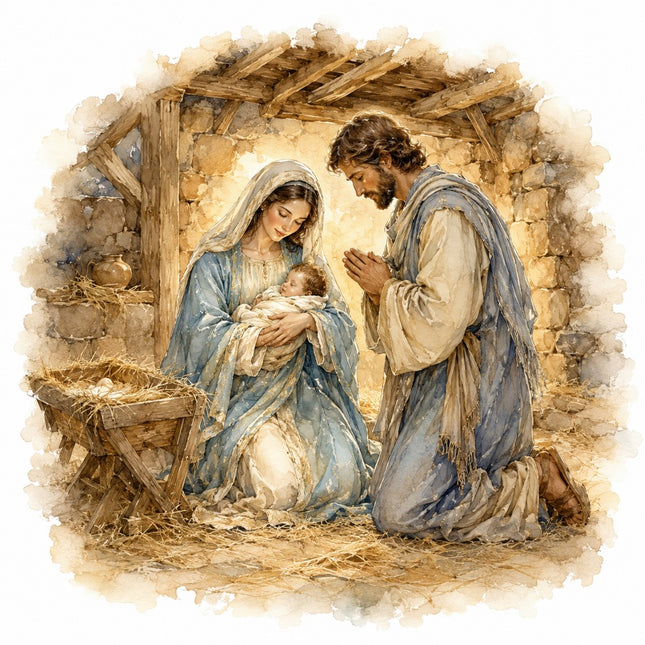 Nativity scene fabric panel