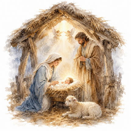 Nativity scene fabric panel